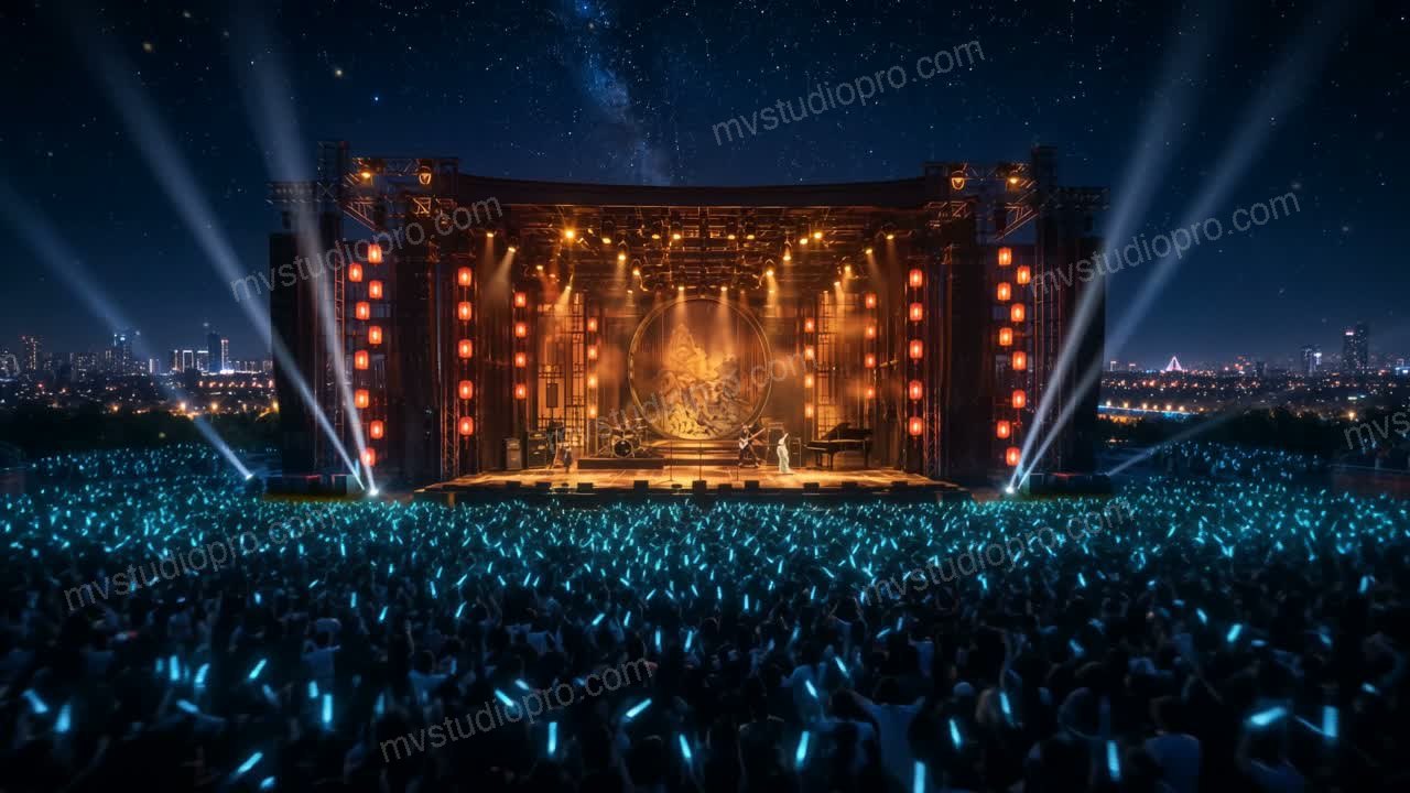 星空下的露天音乐节舞台全景|生成引擎:Wan 3.0