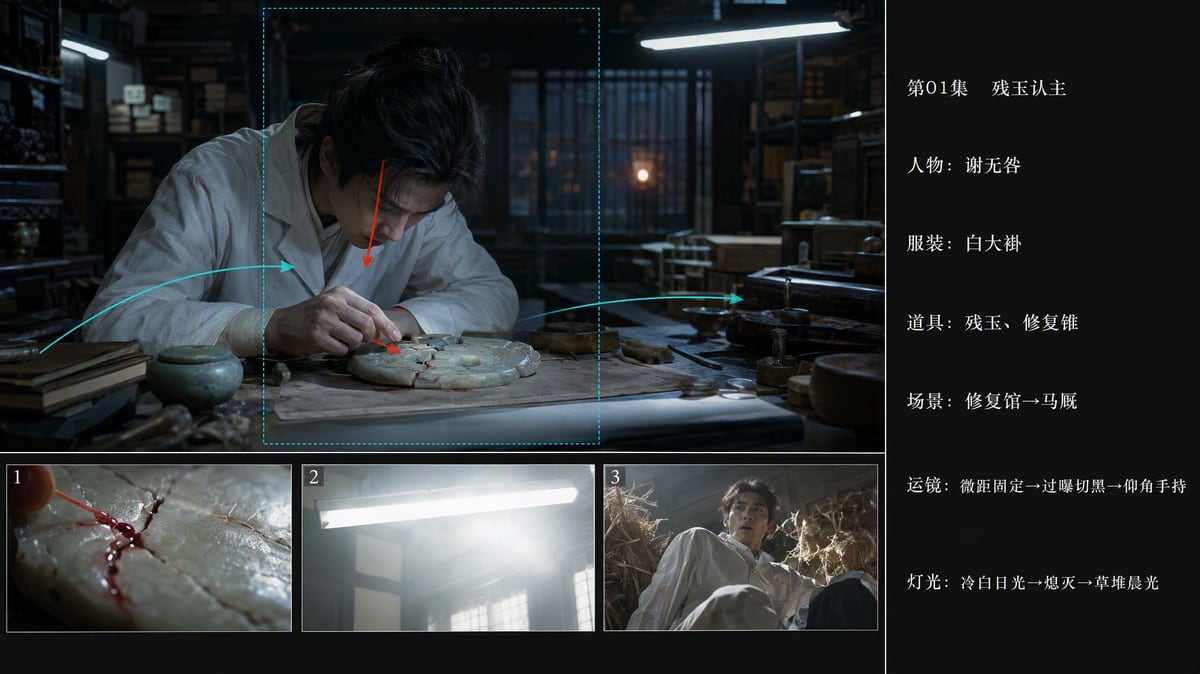 GPT-image-2 生成的导演分镜板,含七行中文信息栏